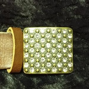 Rhinestone and Rivet Leather Belt 33"-39"